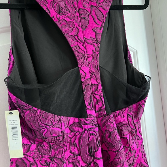Badgley Mischka Magenta and Black Cocktail Dress - New with tags - Picture 5 of 11